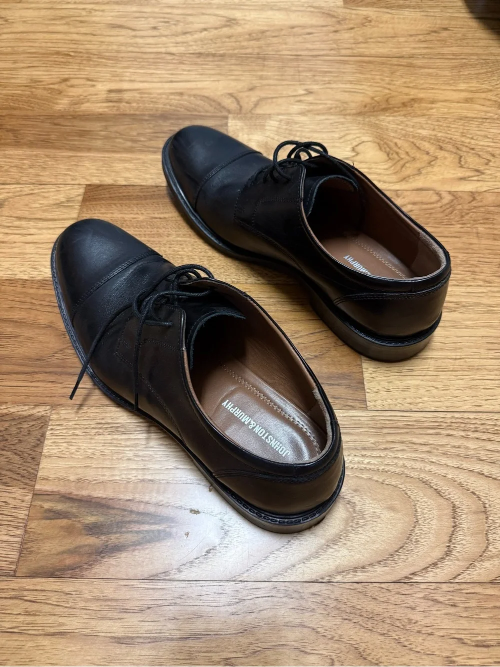 Johnston & Murphy Classic Black Cap-Toe Men's Dress Shoes